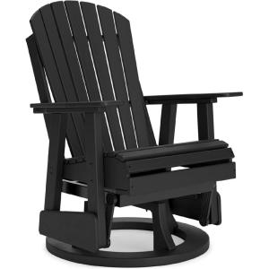 Signature Design by Ashley Hyland Wave Modern Outdoor Swivel Glider Chair, Gentle Gliding Motion, Stainless Steel Hardware and HDPE, 30.88″ W x 30.5″ D x 41.63″ H, Black(Black)
