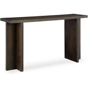 Signature Design by Ashley Jalenry Casual Console Sofa Table with “T” Post Legs and Light Sandblasted Effect, Dark Brown