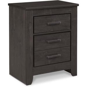 Signature Design by Ashley Juararo Rustic 2 Drawer Nightstand, 29.21″ Tall, Dark Brown(Charcoal Gray)