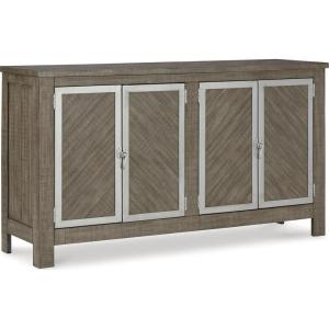 Signature Design by Ashley Krystanza Casual Dining Server with Adjustable Shelves, Weathered Gray