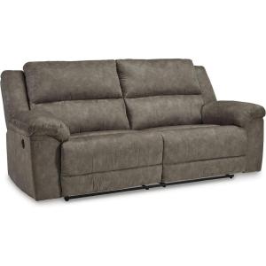 Signature Design by Ashley Laresview Contemporary Faux Leather Manual 2 Seat Reclining Sofa, Gray(Reclining Sofa)