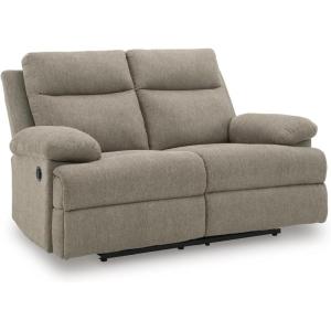Signature Design by Ashley Leesworth Modern Leather Match Power Reclining Loveseat with USB Ports, Dark Brown(Mocha)