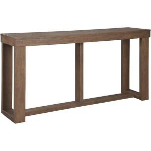 Signature Design by Ashley Loyaska Casual Sofa Table with Marble Top, Brown & White(Gray Brown)
