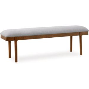Signature Design by Ashley Lyncott 59″ Upholstered Solid Wood Frame Dining Bench, Gray/Brown
