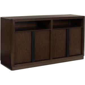Signature Design by Ashley Moriville Vintage Casual Dining Room Buffet or Server with 4 Cabinets & Center Display Shelf, 2 Drawers, Wood, 56″ Wide, Brown(Dark Brown)