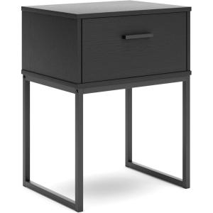 Signature Design by Ashley Neilsville 1 Drawer Night Stand Nightstand, 26″ Tall, Light Brown(Black)