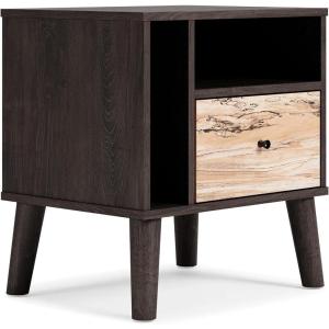 Signature Design by Ashley Piperton 1 Drawer Night Stand Nightstand, 21.88″ Tall, Black & Light Brown(Black)