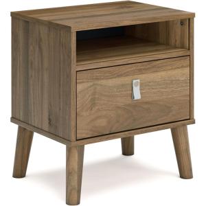 Signature Design by Ashley Piperton 1 Drawer Night Stand Nightstand, 21.88″ Tall, Black & Light Brown(Honey)