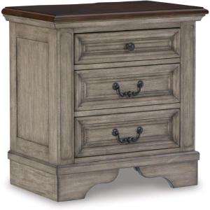 Signature Design by Ashley Realyn Traditional Cottage 1 Drawer Nightstand with Dovetail Construction & Open Display Shelf, Chipped White, 27″ Tall, Distressed Brown(Antique Gray)