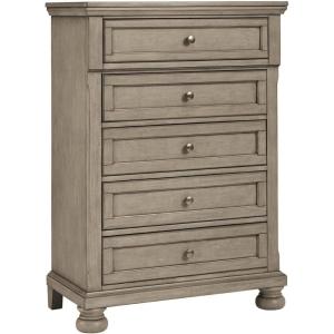 Signature Design by Ashley Robbinsdale Casual 5 Drawer Chest with Felt-Lined Upper Drawer, White(Light Gray)