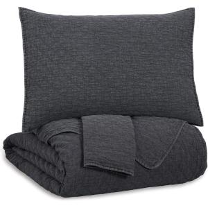 Signature Design by Ashley Ryter Modern Stitched Diamond Design King Coverlet with Two Shams Set, Gray(Charcoal)