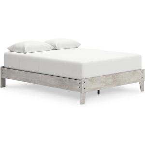 Signature Design by Ashley Shawburn Vintage Queen Platform Bed with Metal Slats, No Box Spring Needed, Light Gray(Queen)