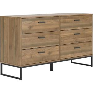 Signature Design by Ashley Socalle Modern 6-Drawer Dresser with Safety Stop, Black(Brown/Black)