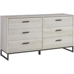Signature Design by Ashley Socalle Modern 6-Drawer Dresser with Safety Stop, Black(Natural/Black)