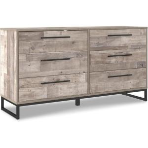 Signature Design by Ashley Socalle Modern 6-Drawer Dresser with Safety Stop, Black(Whitewash/Black)