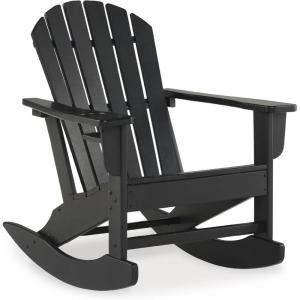 Signature Design by Ashley Sundown Treasure Cottage Weather Resistant Outdoor Rocking Chair with 1 Cup Holder, Light Brown(Black)