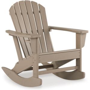 Signature Design by Ashley Sundown Treasure Cottage Weather Resistant Outdoor Rocking Chair with 1 Cup Holder, Light Brown(Light Brown)