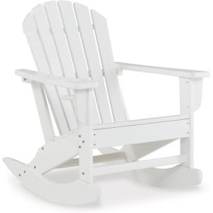 Signature Design by Ashley Sundown Treasure Cottage Weather Resistant Outdoor Rocking Chair with 1 Cup Holder, Light Brown(White)