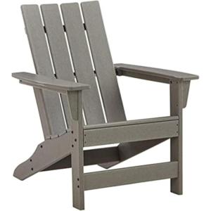 Signature Design by Ashley Sundown Treasure Outdoor Patio HDPE Weather Resistant Adirondack Chair, White(Grey)