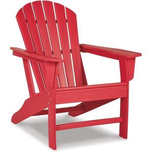 Signature Design by Ashley Sundown Treasure Outdoor Patio HDPE Weather Resistant Adirondack Chair, White(Red)