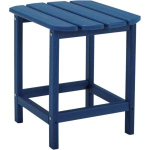 Signature Design by Ashley Sundown Treasure Outdoor Patio HDPE Weather Resistant End Table, Brown(Navy Blue)