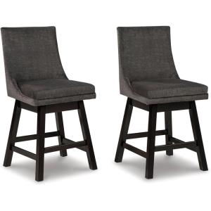 Signature Design by Ashley Tallenger Upholstered Counter Height Barstool, Set of 2, Beige(Dark Gray)