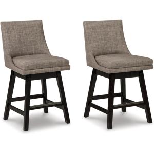 Signature Design by Ashley Tallenger Upholstered Counter Height Barstool, Set of 2, Beige(Light Gray)