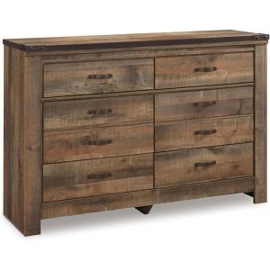 Signature Design by Ashley Trinell Rustic 6 Drawer Dresser with Safety Stop for Bedroom, Dark Brown