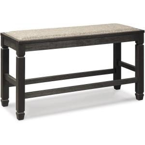 Signature Design by Ashley Tyler Creek Urban Farmhouse Counter Height Upholstered Dining Bench, Almost Black(Darkwash)