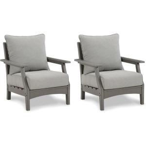 Signature Design by Ashley Visola Contemporary Outdoor Cushioned Chaise Lounge with Adjustable Backrest, Nuvella Weather Resistant Fabric, Gray(Chair)