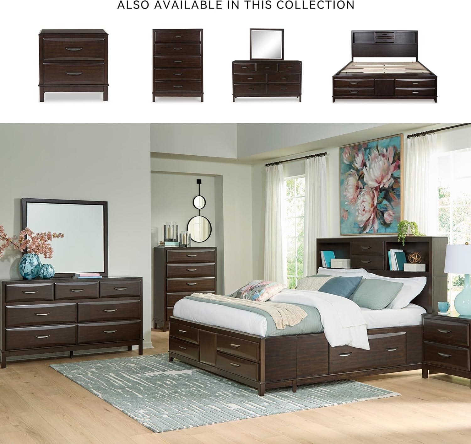 imageSignature Design by Ashley Arlendyne Traditional 9 Drawer Dresser with Feltlined Top Drawer for Bedroom WhiteDark Brown
