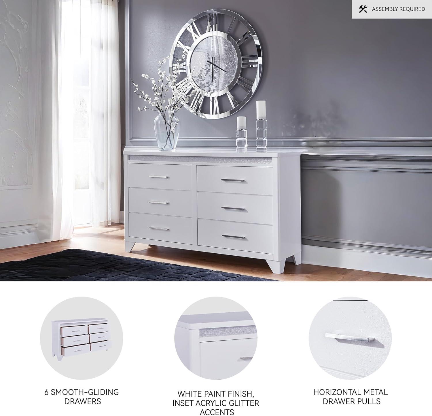 imageSignature Design by Ashley Arlendyne Traditional 9 Drawer Dresser with Feltlined Top Drawer for Bedroom WhiteWhite