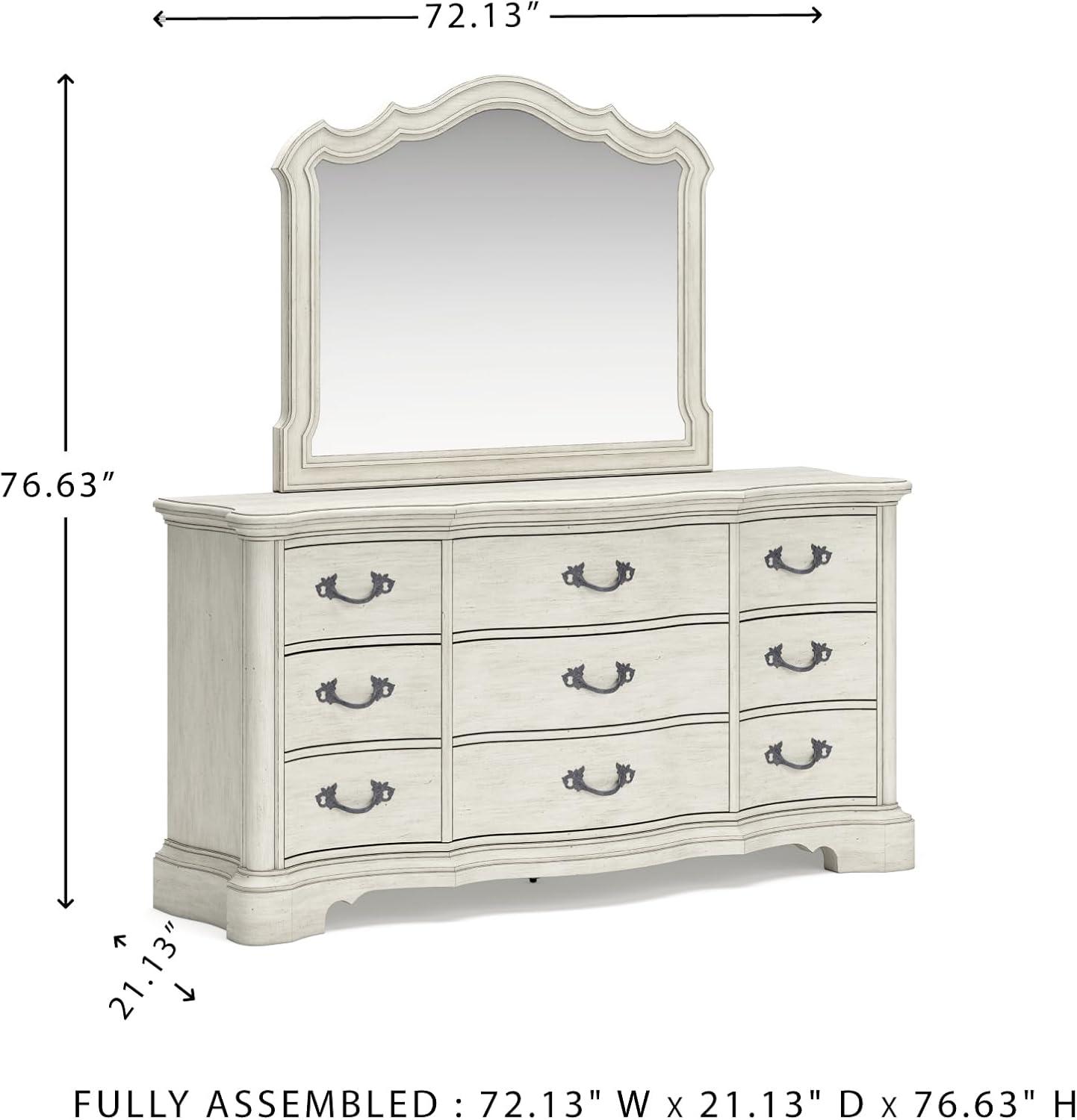 imageSignature Design by Ashley Arlendyne Traditional 9 Drawer Dresser with Feltlined Top Drawer for Bedroom WhiteWhite