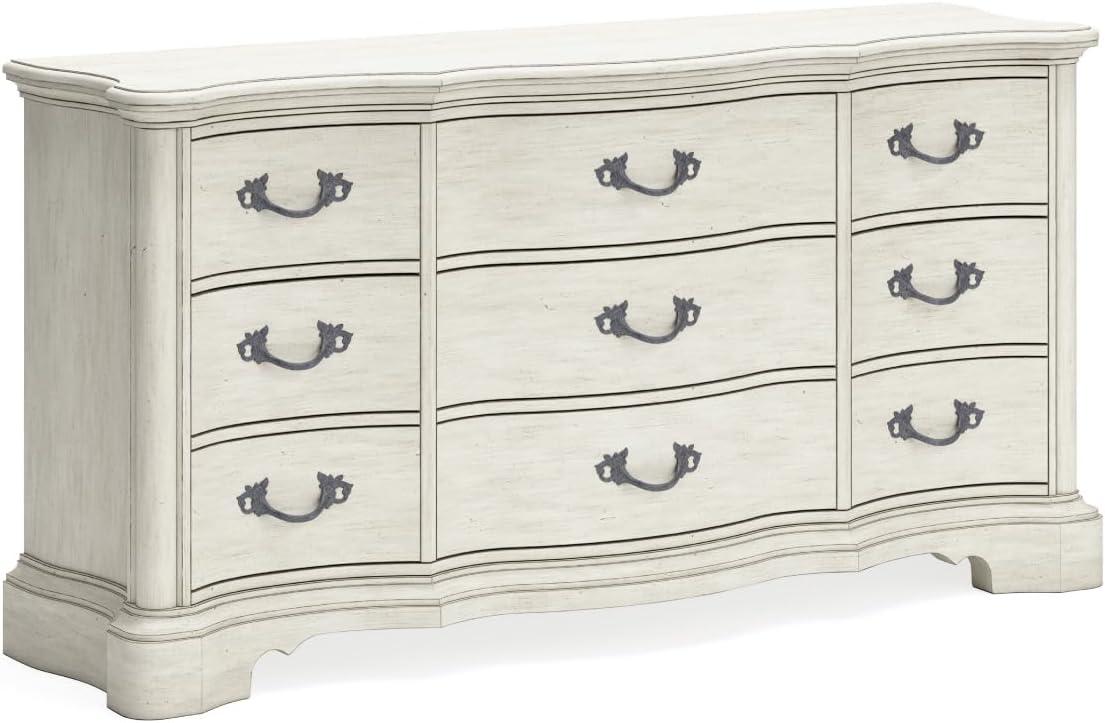 imageSignature Design by Ashley Arlendyne Traditional 9 Drawer Dresser with Feltlined Top Drawer for Bedroom WhiteWhite