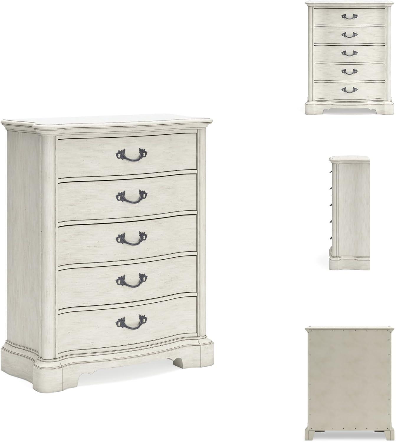 imageSignature Design by Ashley Arlendyne Traditional 9 Drawer Dresser with Feltlined Top Drawer for Bedroom WhiteWhite