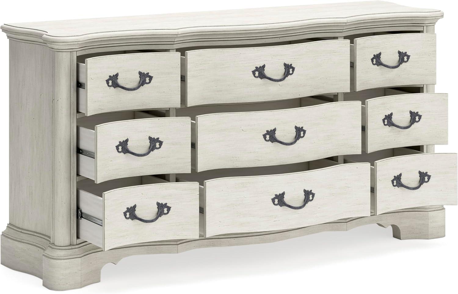 imageSignature Design by Ashley Arlendyne Traditional 9 Drawer Dresser with Feltlined Top Drawer for Bedroom WhiteWhite