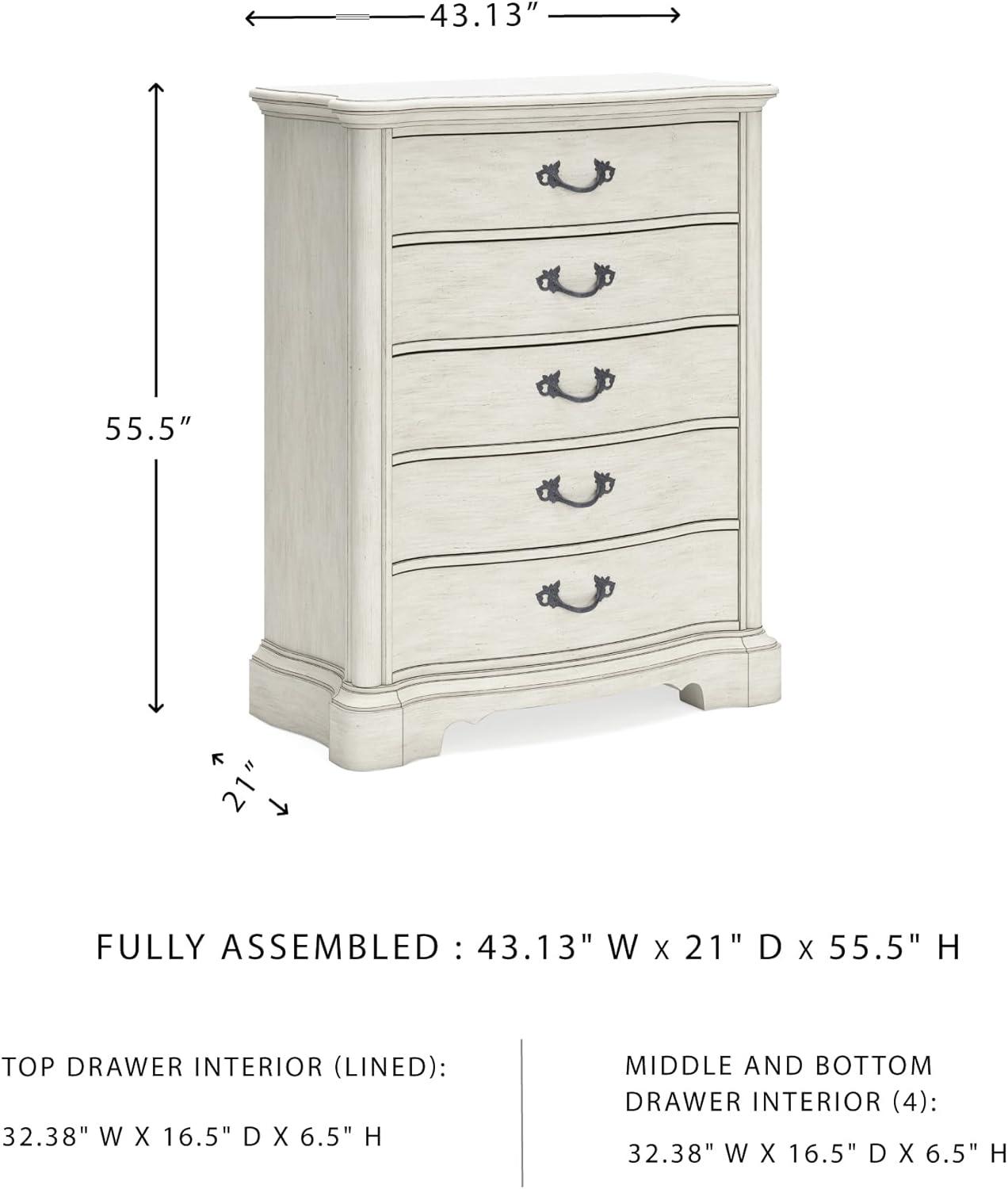 imageSignature Design by Ashley Arlendyne Traditional 9 Drawer Dresser with Feltlined Top Drawer for Bedroom WhiteWhite