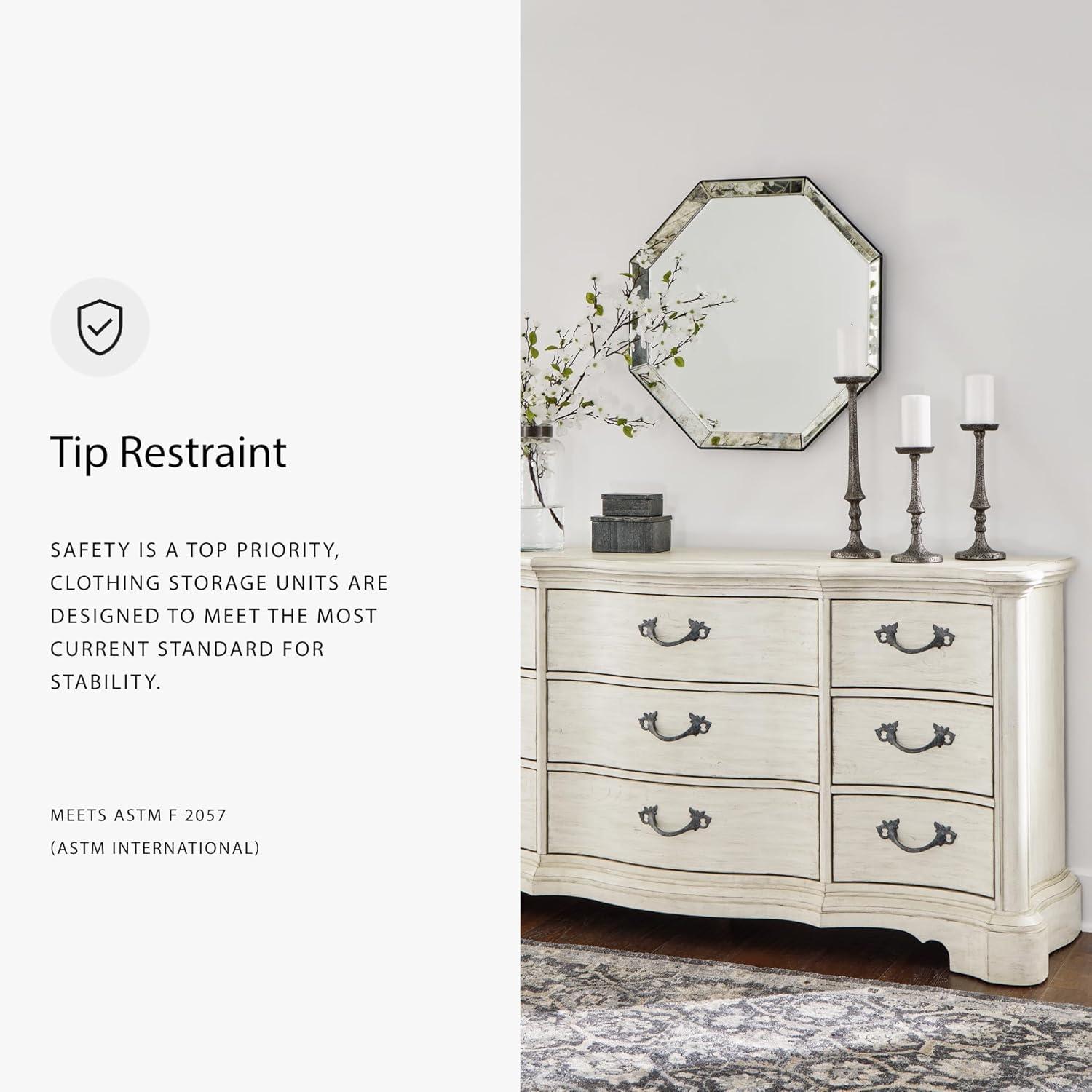 imageSignature Design by Ashley Arlendyne Traditional 9 Drawer Dresser with Feltlined Top Drawer for Bedroom WhiteWhite