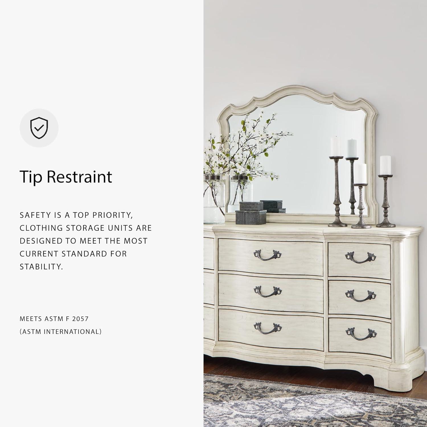 imageSignature Design by Ashley Arlendyne Traditional 9 Drawer Dresser with Feltlined Top Drawer for Bedroom WhiteWhite