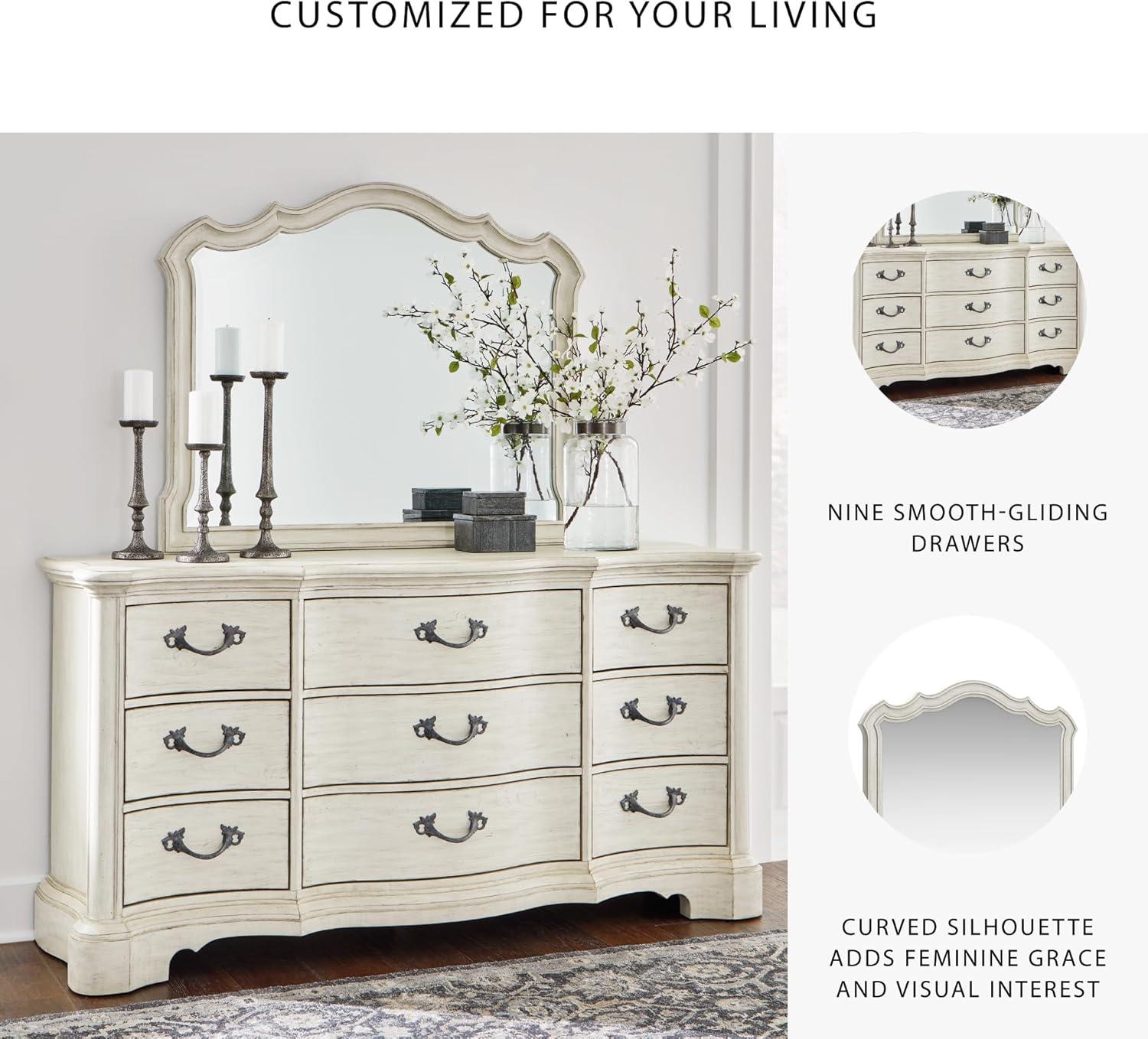 imageSignature Design by Ashley Arlendyne Traditional 9 Drawer Dresser with Feltlined Top Drawer for Bedroom WhiteWhite