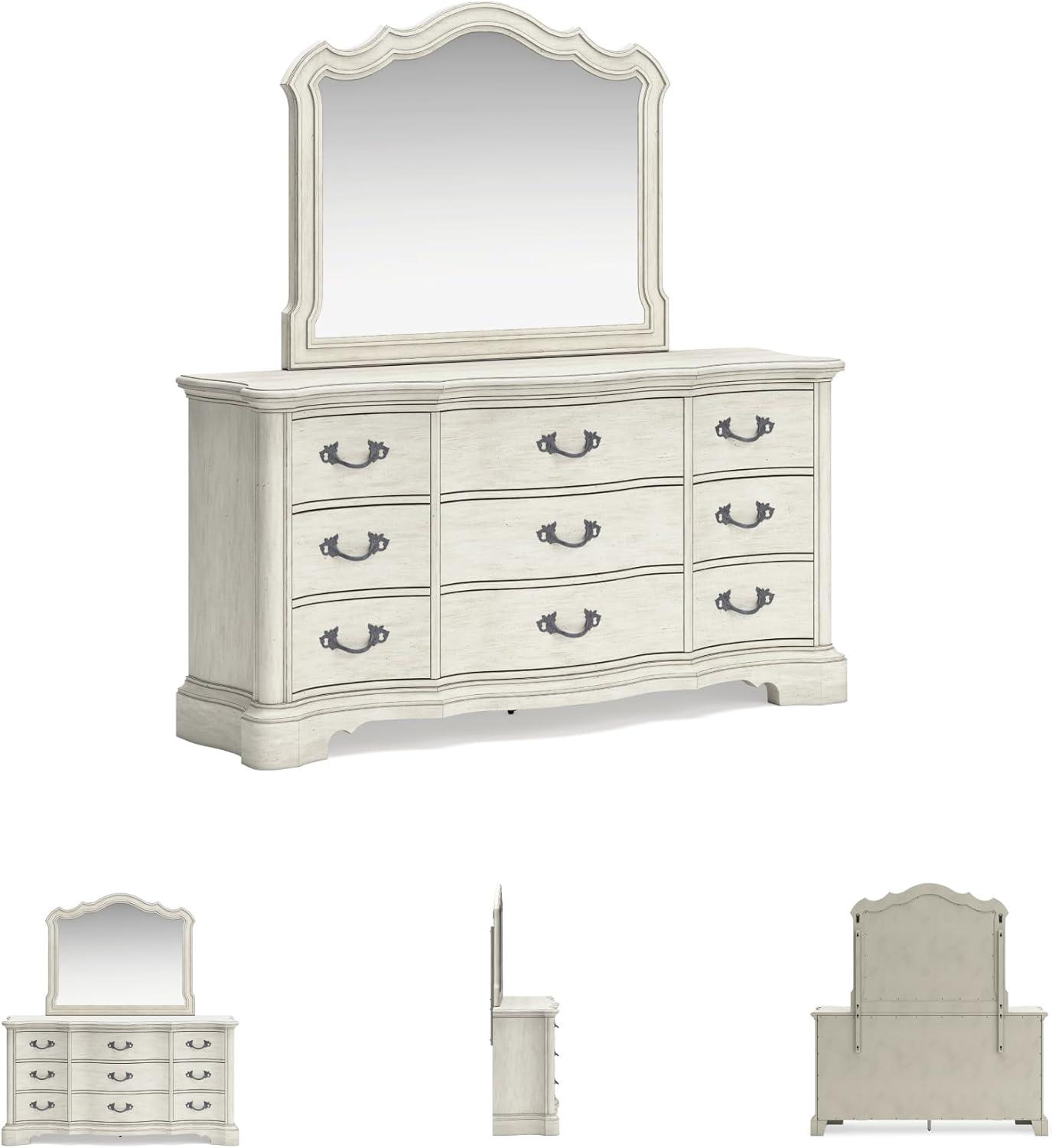 imageSignature Design by Ashley Arlendyne Traditional 9 Drawer Dresser with Feltlined Top Drawer for Bedroom WhiteWhite