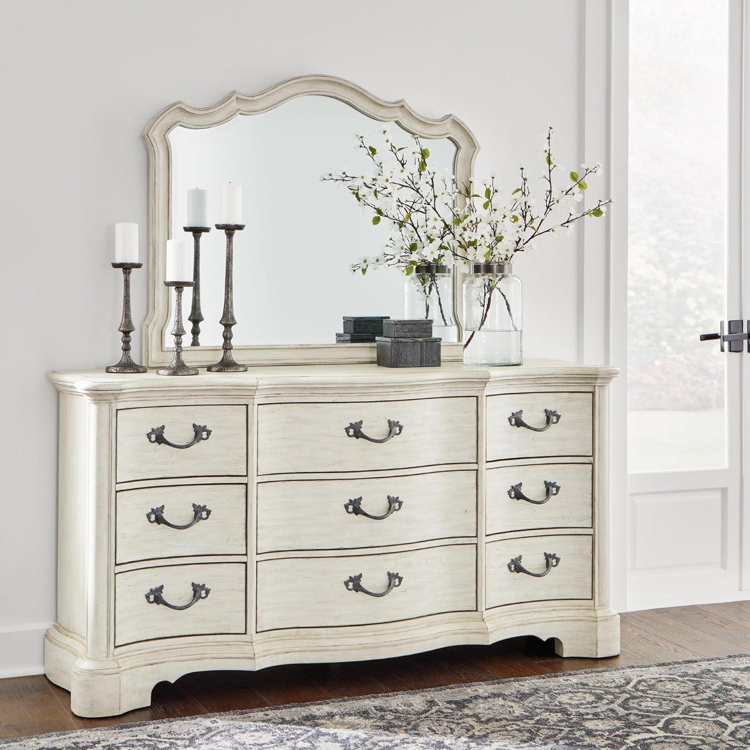 imageSignature Design by Ashley Arlendyne Traditional 9 Drawer Dresser with Feltlined Top Drawer for Bedroom WhiteWhite