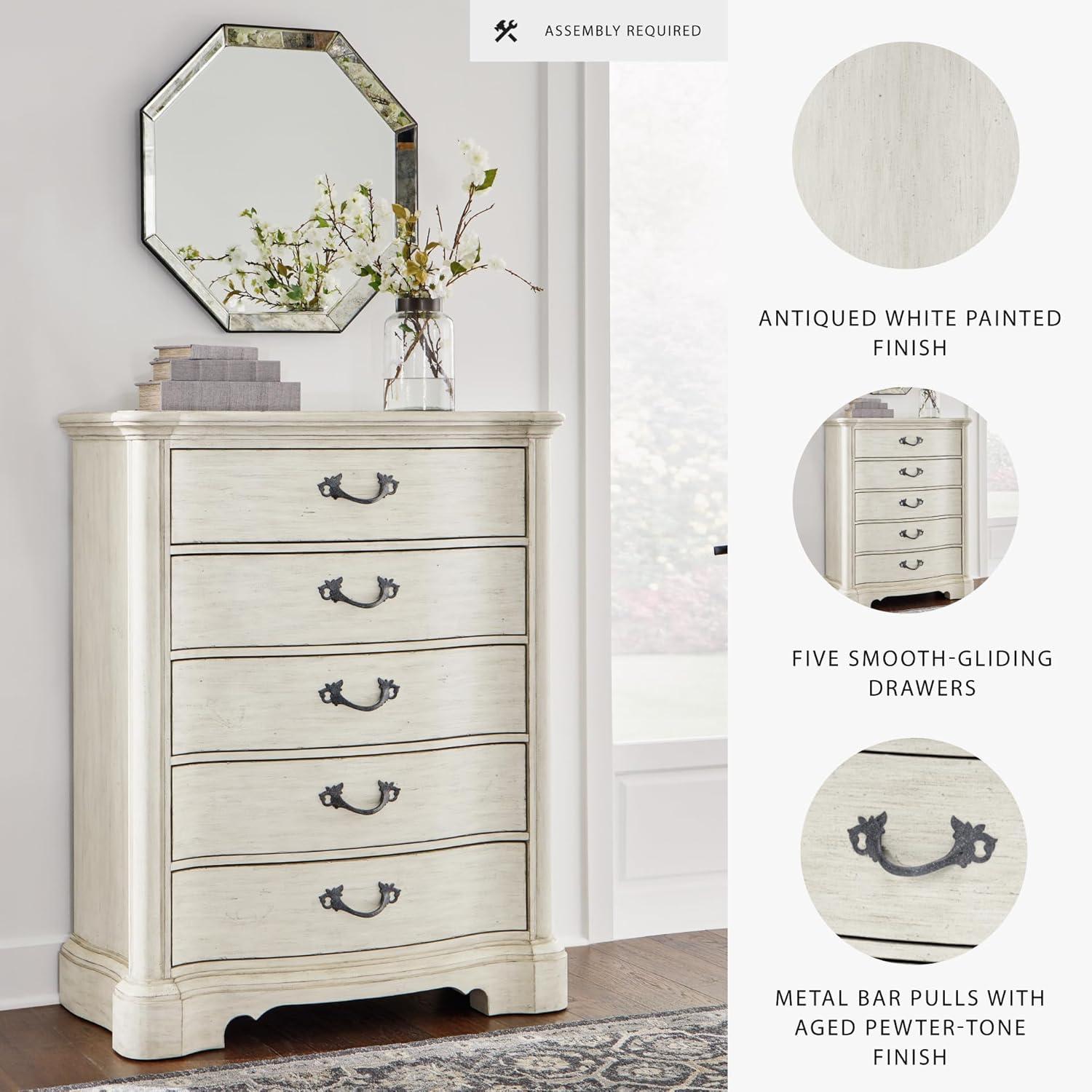 imageSignature Design by Ashley Arlendyne Traditional 9 Drawer Dresser with Feltlined Top Drawer for Bedroom WhiteWhite
