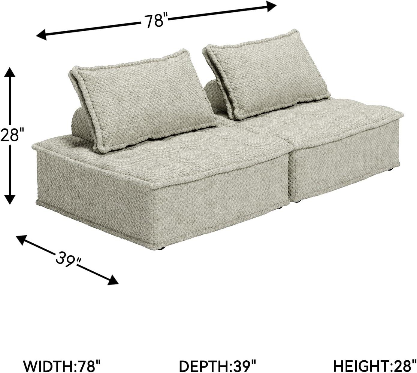 imageSignature Design by Ashley Bales Casual Modular Upholstered Armless Accent Chair with NonSlip Decking and Feet BlueTaupe
