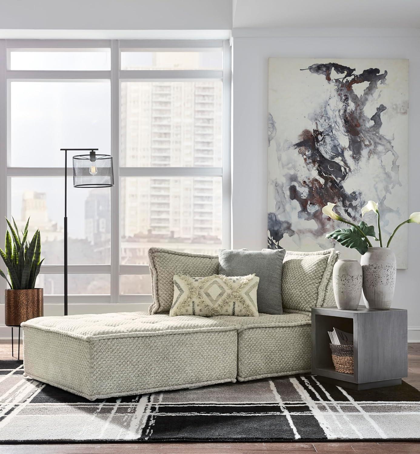 imageSignature Design by Ashley Bales Casual Modular Upholstered Armless Accent Chair with NonSlip Decking and Feet BlueTaupe