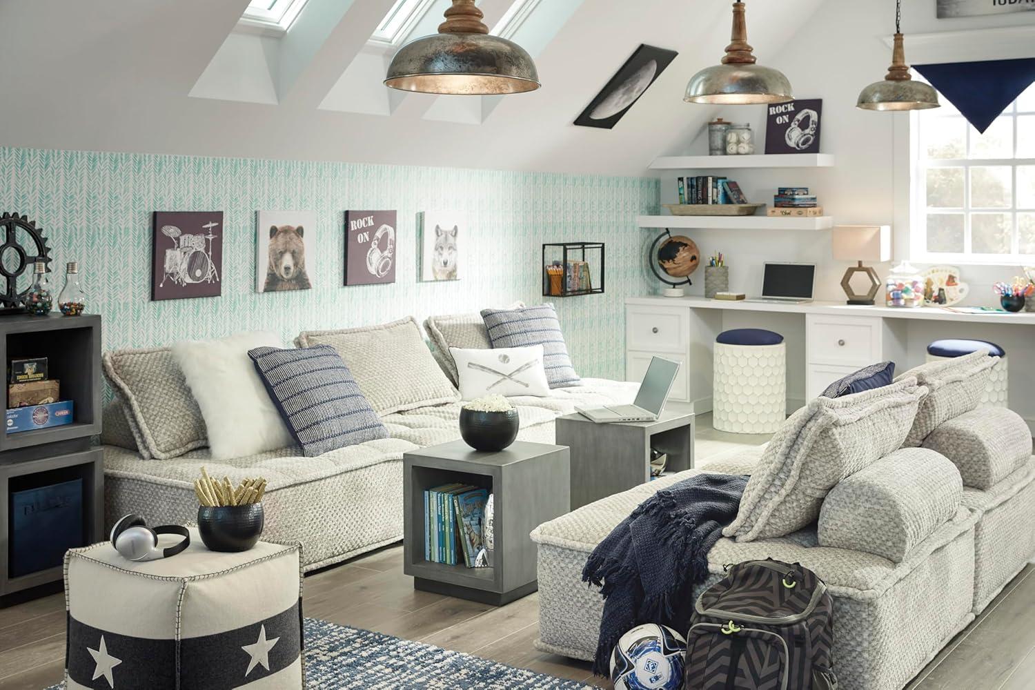 imageSignature Design by Ashley Bales Casual Modular Upholstered Armless Accent Chair with NonSlip Decking and Feet BlueTaupe