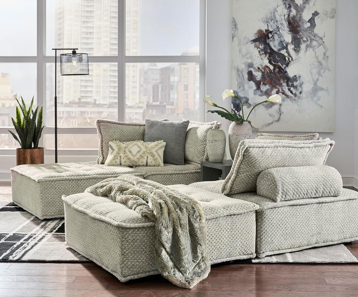 imageSignature Design by Ashley Bales Casual Modular Upholstered Armless Accent Chair with NonSlip Decking and Feet BlueTaupe