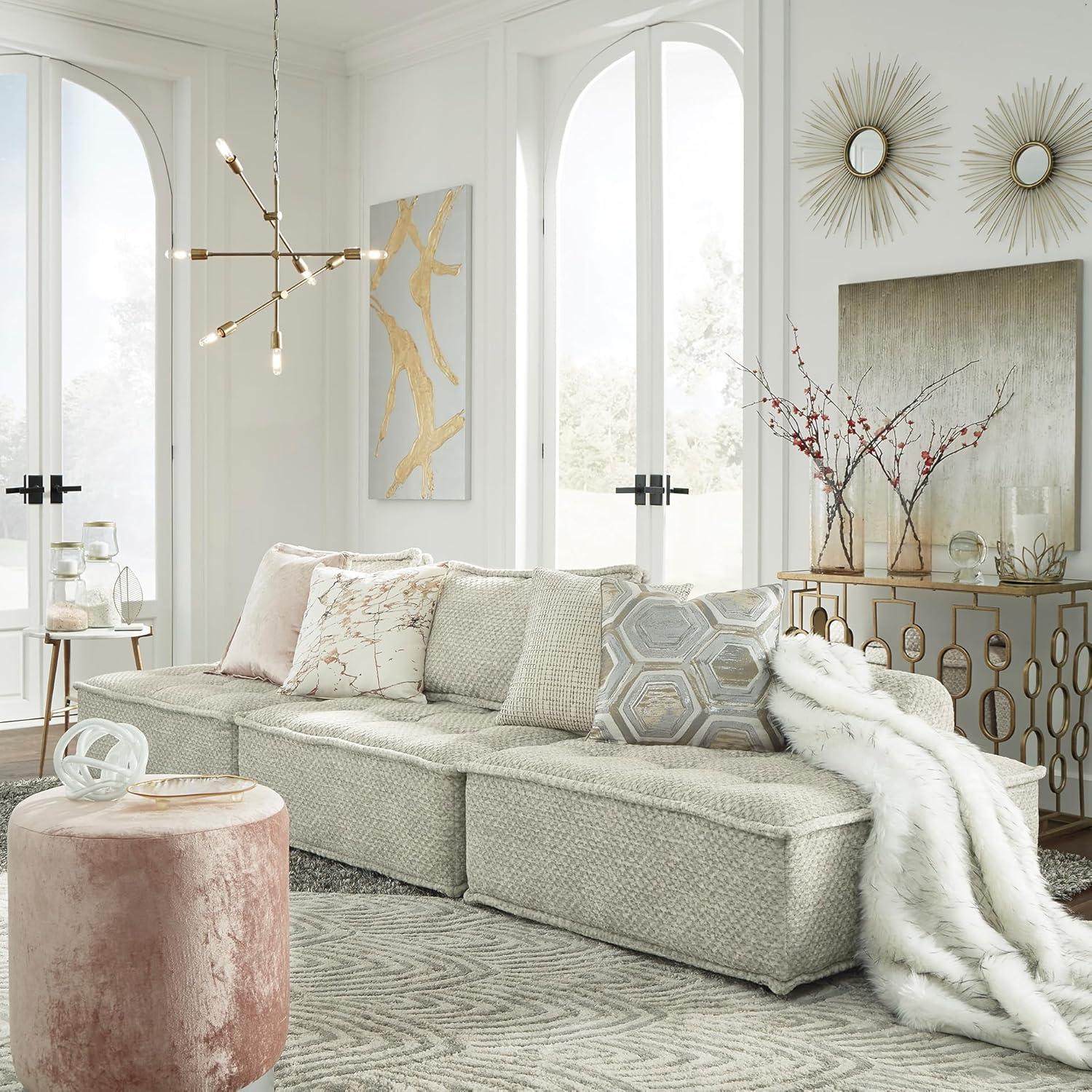 imageSignature Design by Ashley Bales Casual Modular Upholstered Armless Accent Chair with NonSlip Decking and Feet BlueTaupe