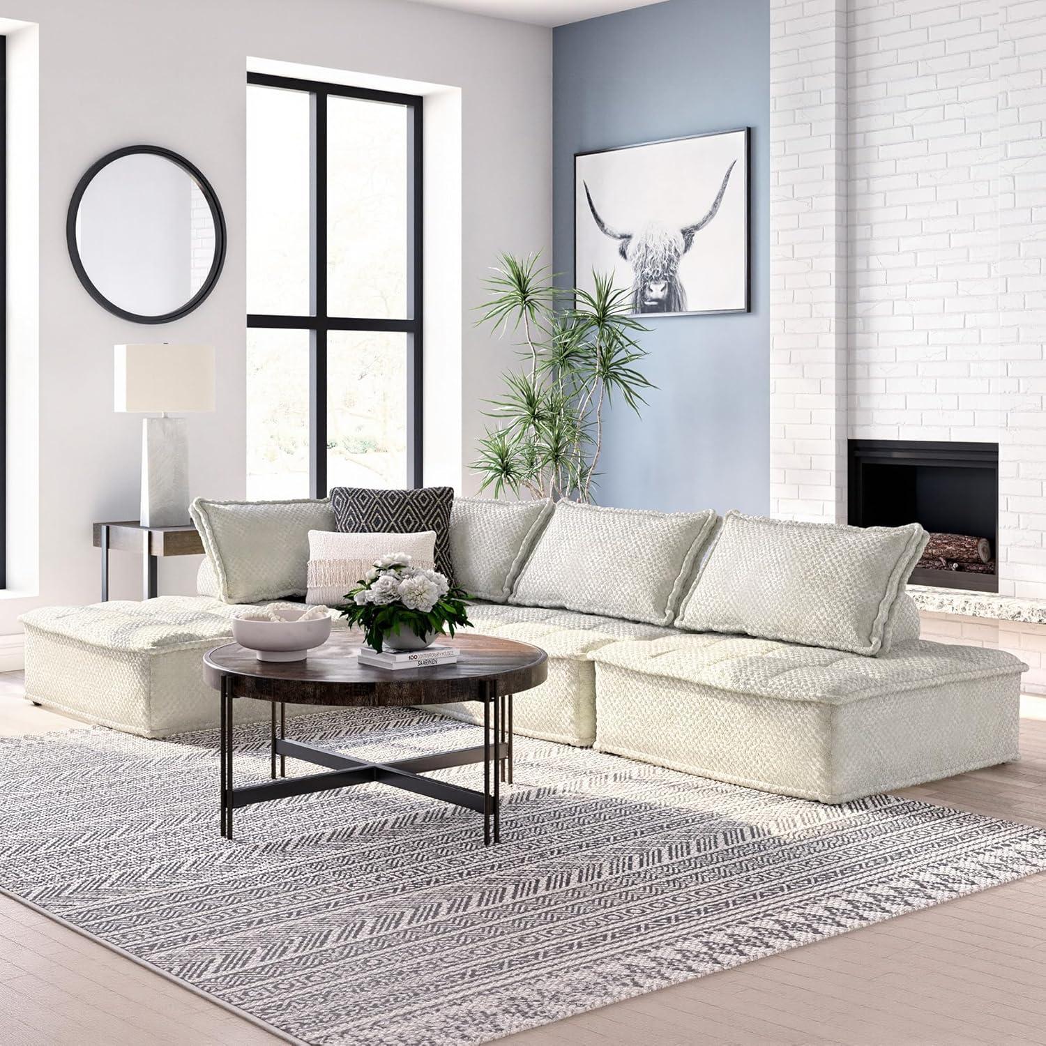 imageSignature Design by Ashley Bales Casual Modular Upholstered Armless Accent Chair with NonSlip Decking and Feet BlueTaupe