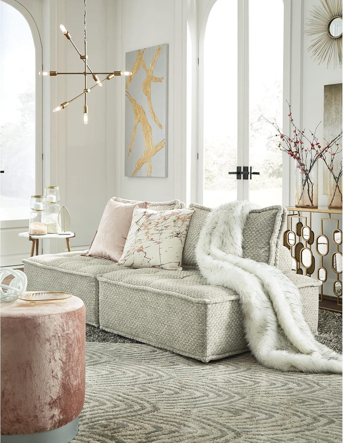 imageSignature Design by Ashley Bales Casual Modular Upholstered Armless Accent Chair with NonSlip Decking and Feet BlueTaupe